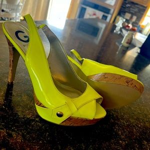 Guess sling back platform heels